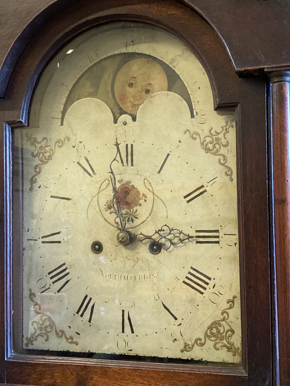 A 19th century oak eight-day longcase clock with painted dial, height 220cm